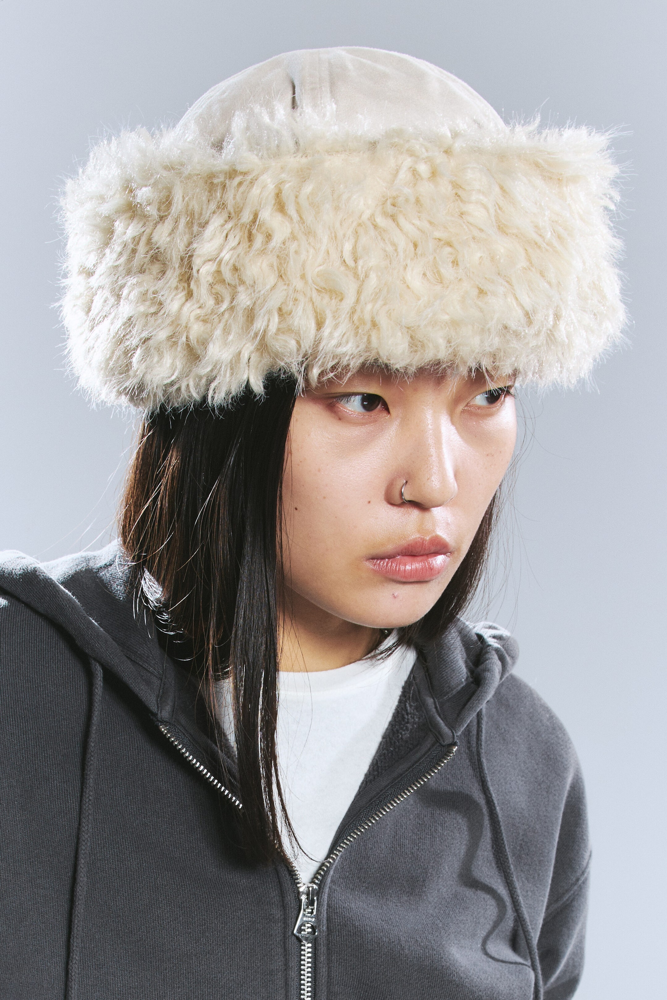 Dusty White - Faux Fur Docker Hat - 1