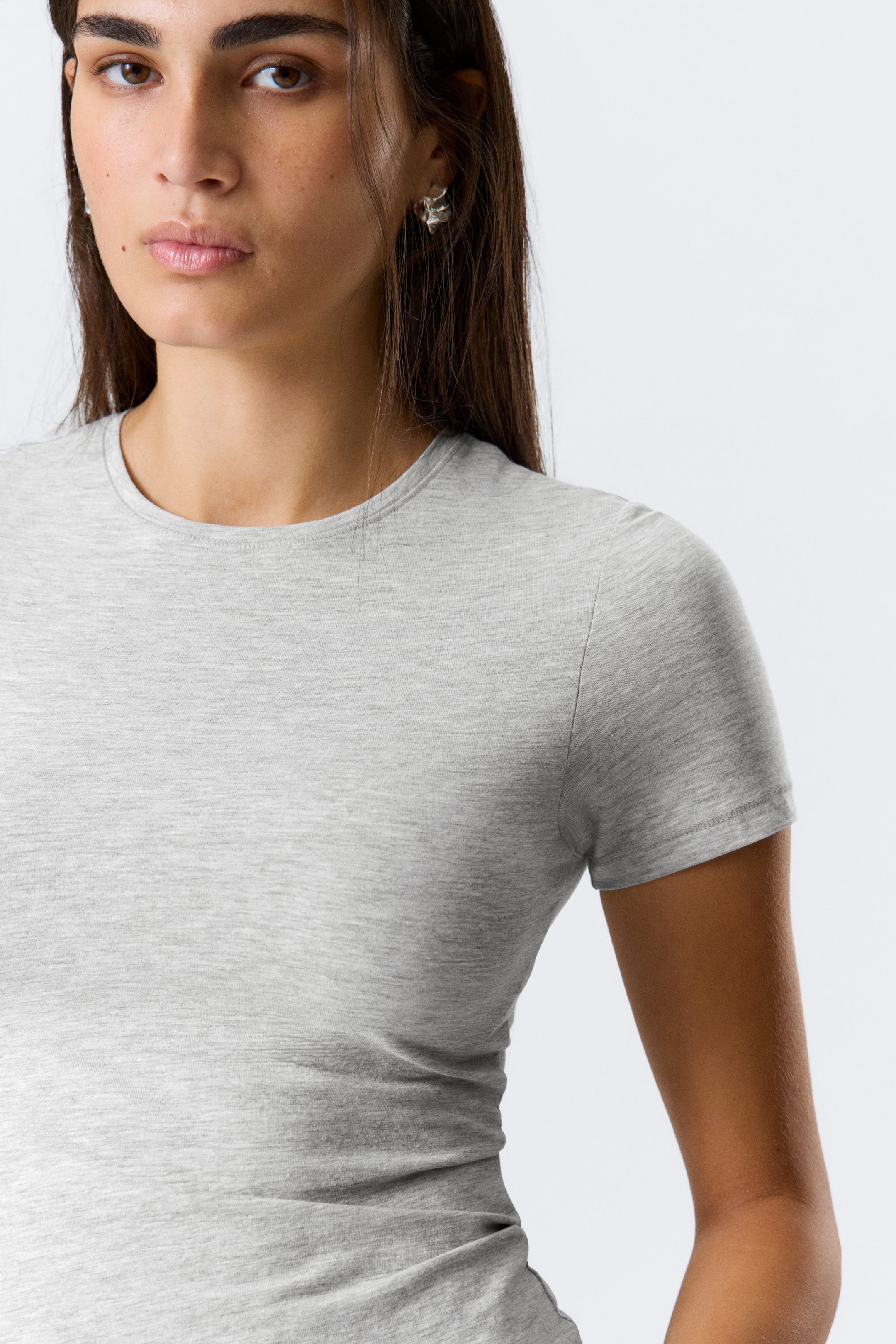 Grey - Slim Fitted T-shirt - 1