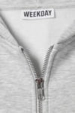Grey Melange - Oversized Sleeveless Cotton Zip Hoodie - 5