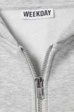 Gråmelerad - Oversized ärmlös hoodie med dragkedja i bomull - 1