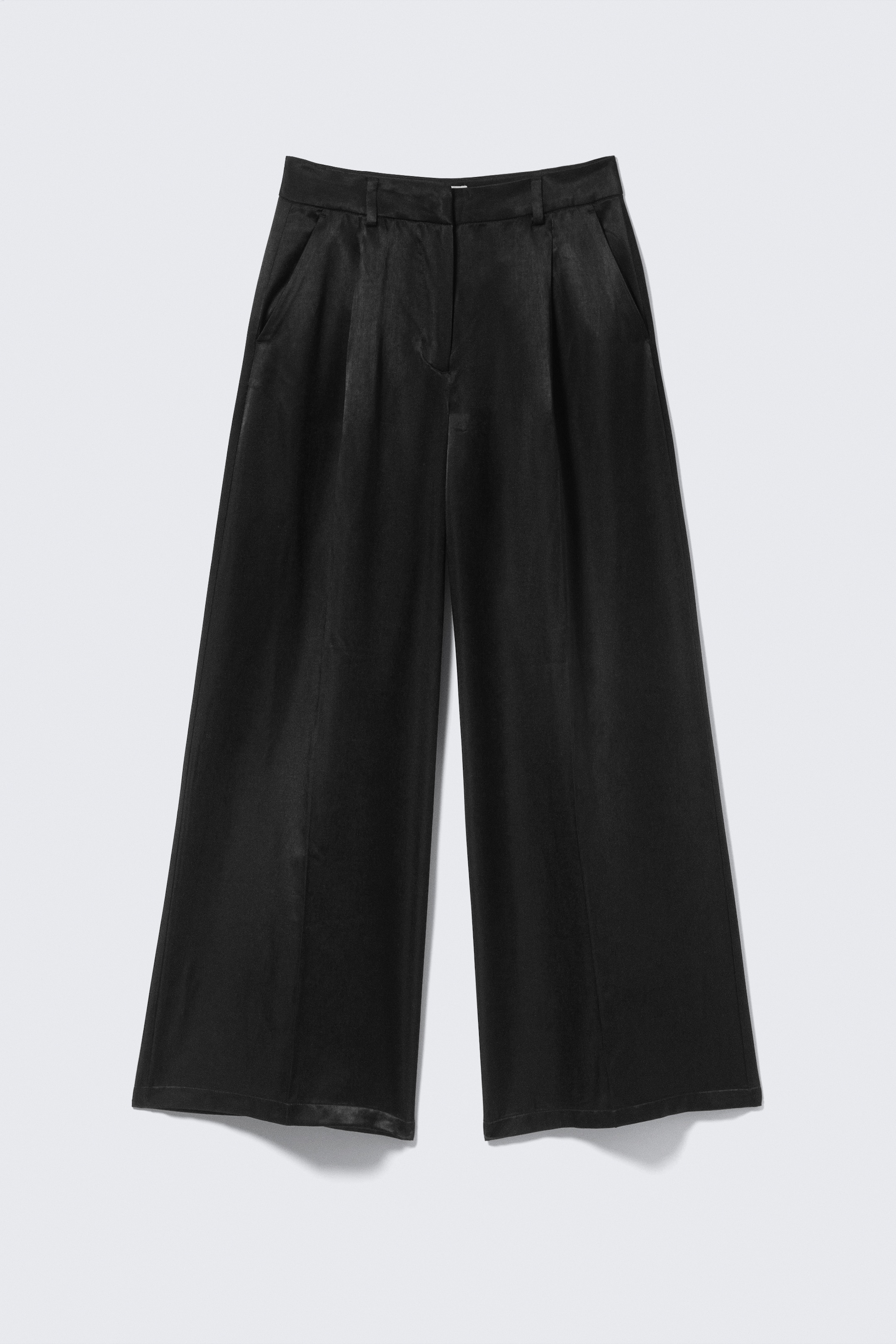 Agrandir l'image: High Waisted Wide Leg Satin Trousers - Noir - FEMME | H&M FR 4
