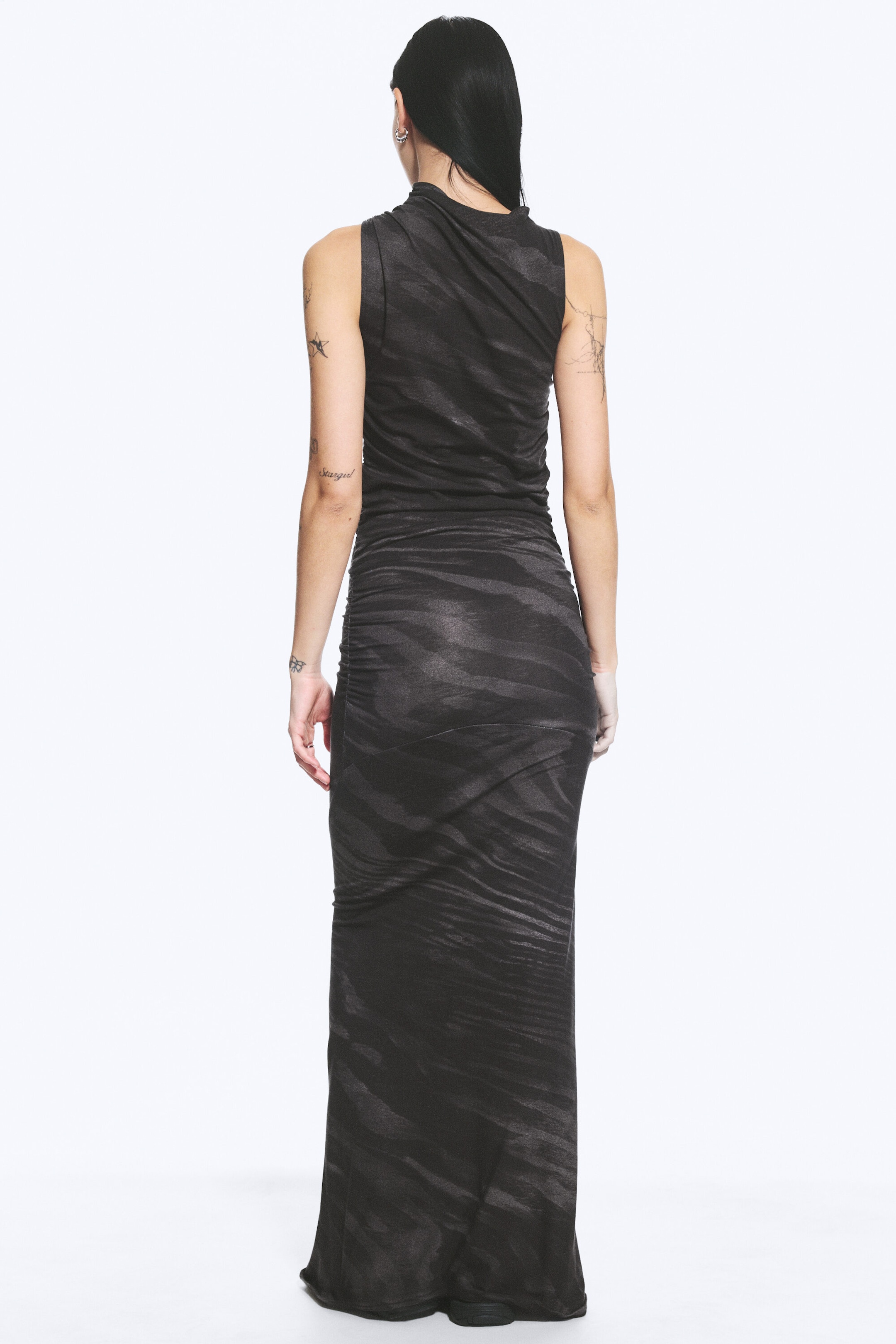 Schwarz - Zebra - Bedrucktes Maxikleid - 3