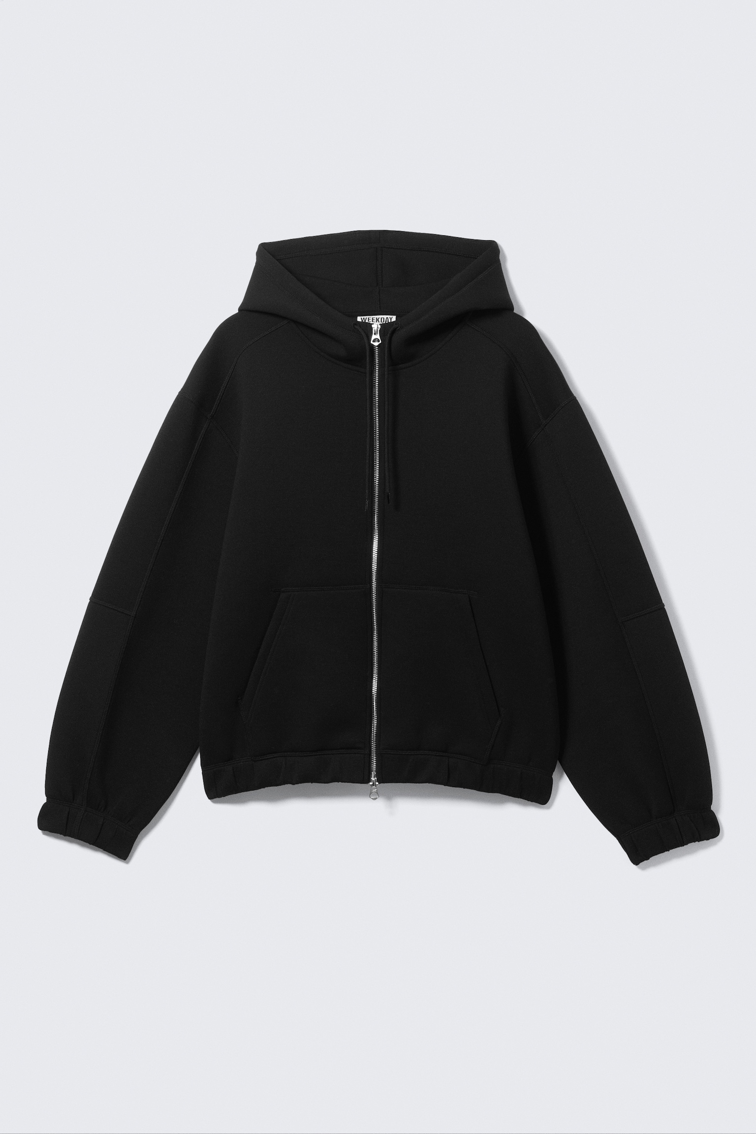 Loose High-Neck Scuba Zip Hoodie - Black/Light Dusty Mole