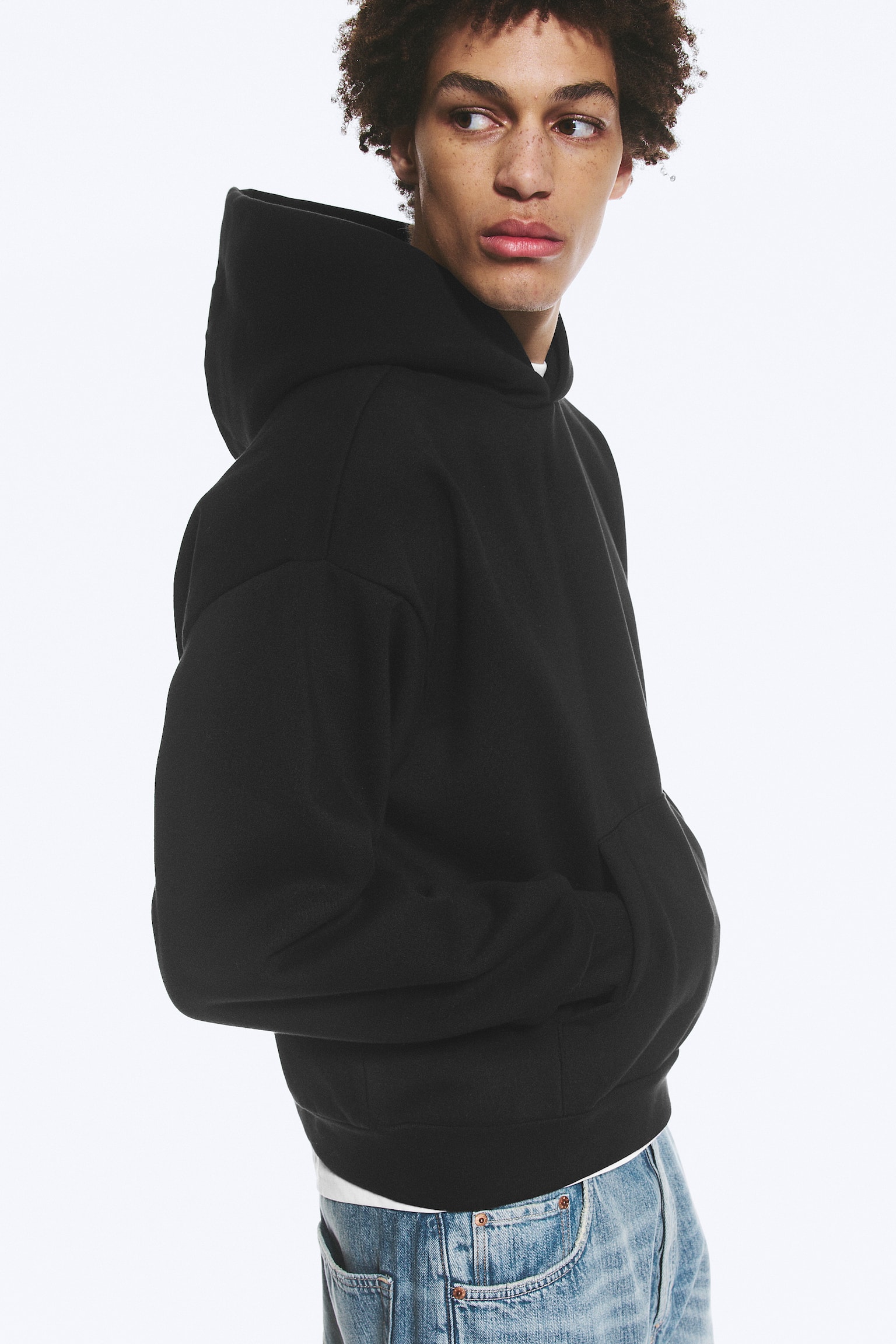 Loose fit hoodie - Svart/Gråmelerad/Tvättad grön/Tvättad mörkbrun - 4