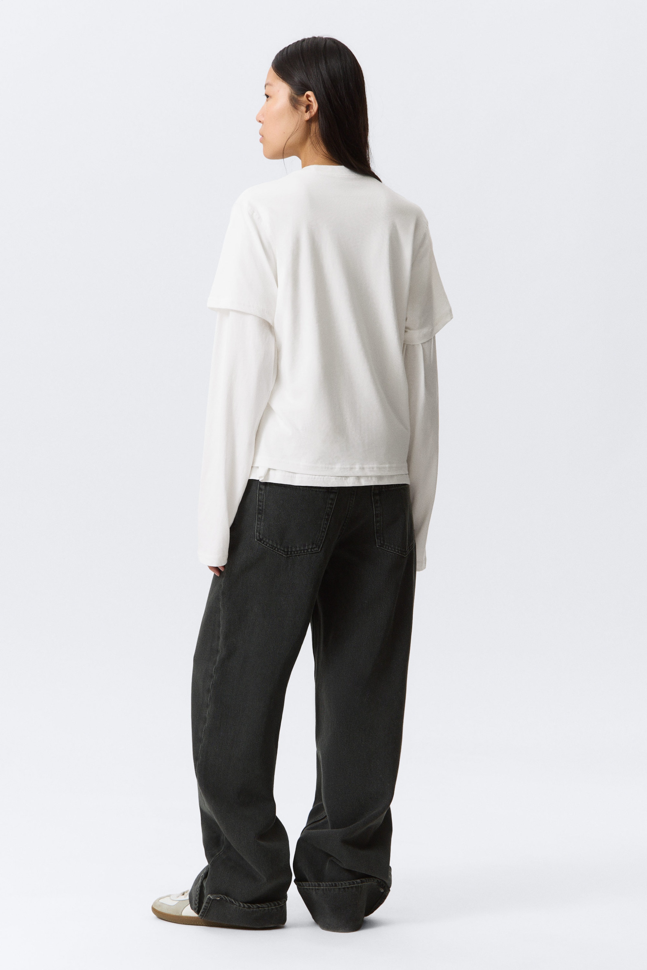 White - Layered Long-Sleeved Cotton T-shirt - 3