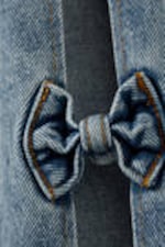 Mid Blue - Medium Blue - Imoo Low Rise Wide Leg Bow Jeans - 6