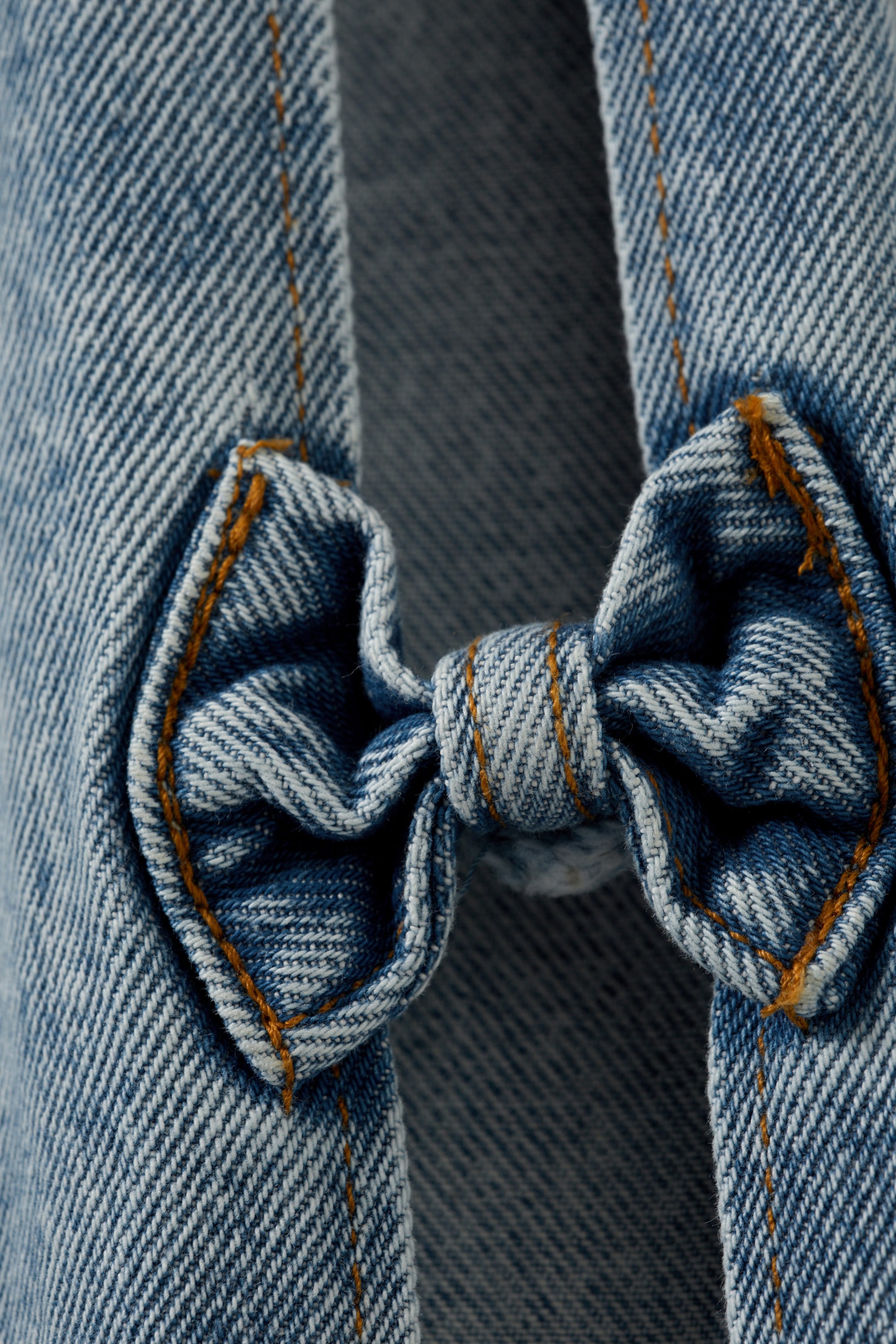 Mid Blue - Medium Blue - Imoo Low Rise Wide Leg Bow Jeans - 2