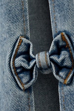 Mid Blue - Medium Blue - Imoo Low Rise Wide Leg Bow Jeans - 1