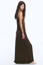Dark Brown - Sleeveless Tank Maxi Dress - 2