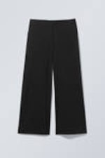 Black - Cut-Off Waistband Frayed Suiting Trousers - 0