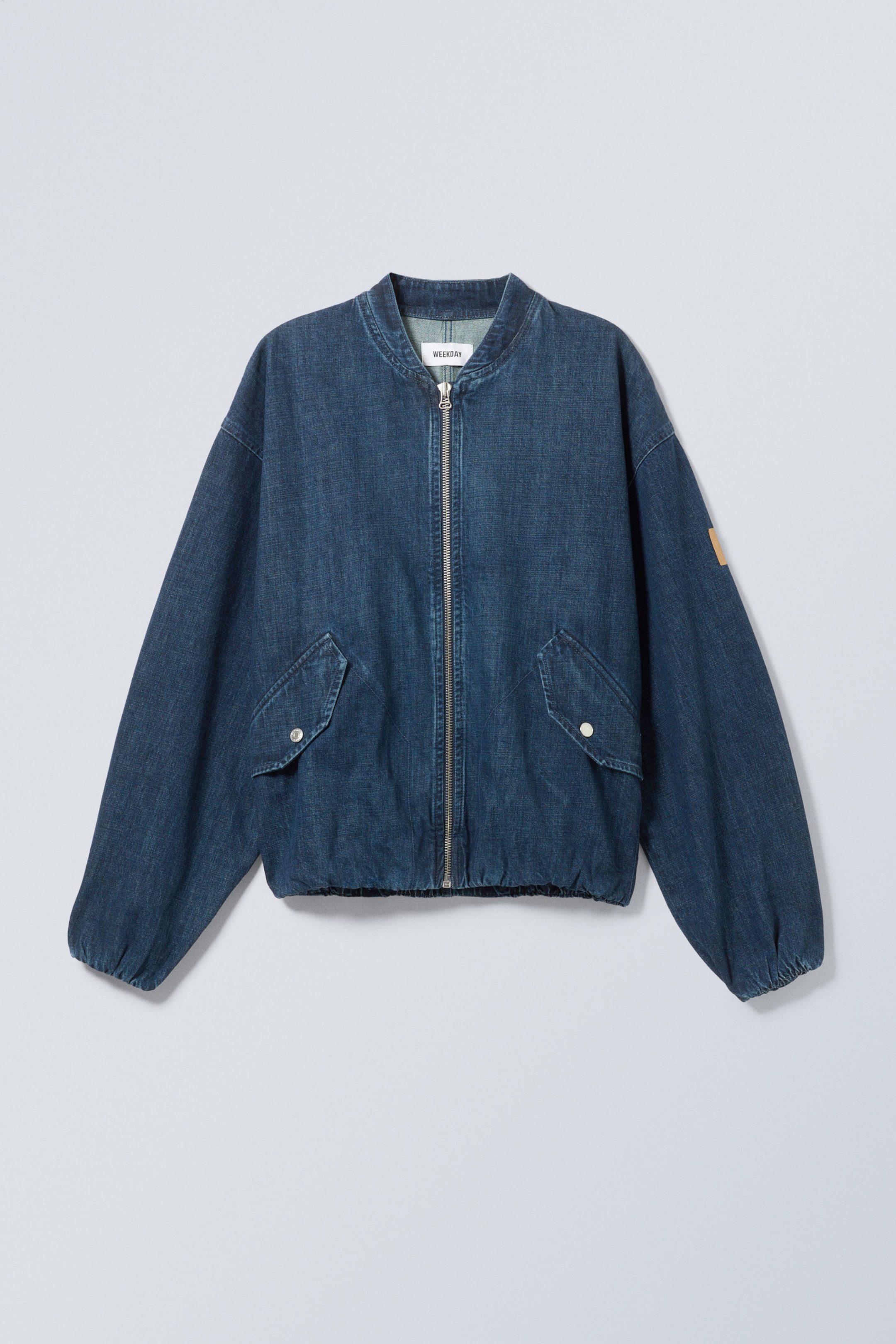 Sapphire Blue - Oversized Denim Bomber Jacket - 0