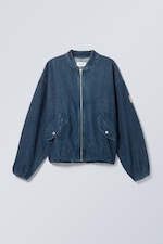 Bleu saphir - Bomber en denim oversize - 0