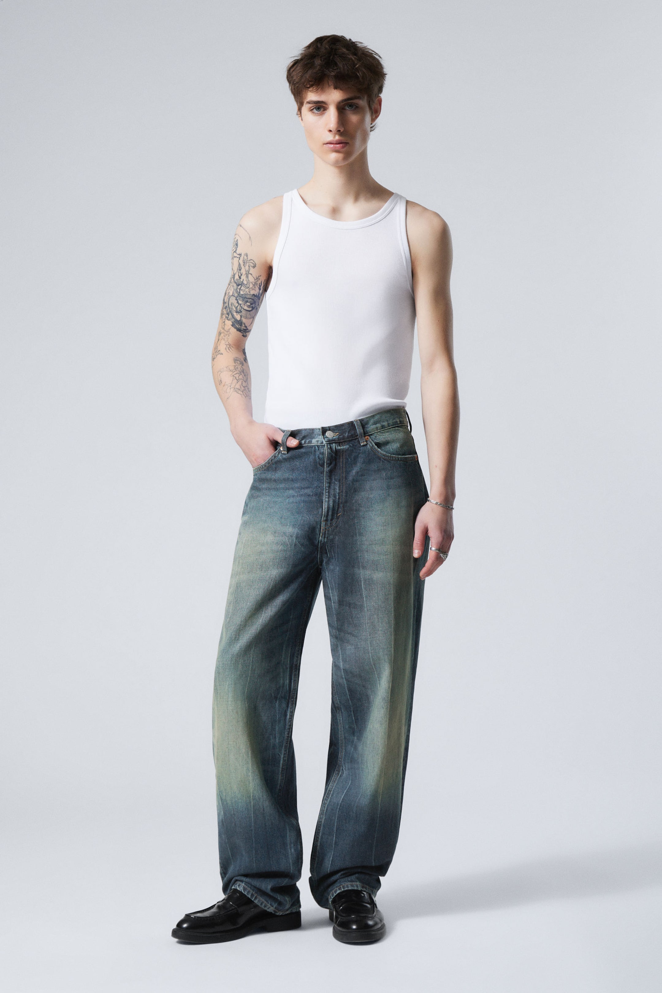 Gasoline Blue - Medium Blue - Galaxy Loose Straight Leg Jeans - 4