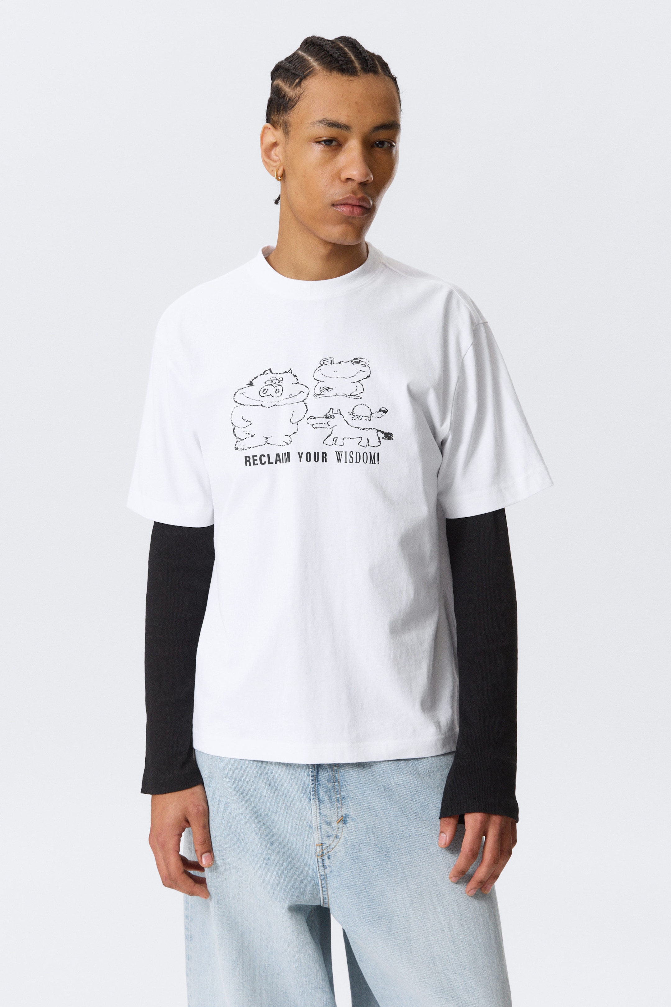 White - Reclaim your wisdom - Relaxed Graphic Printed T-shirt - 1