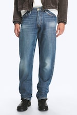 Spotted Blue - Mörkblå - Space Mid Waist Relaxed Straight Dart Jeans - 1