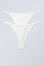 White - 2-pack Zelda Lace Thongs - 0