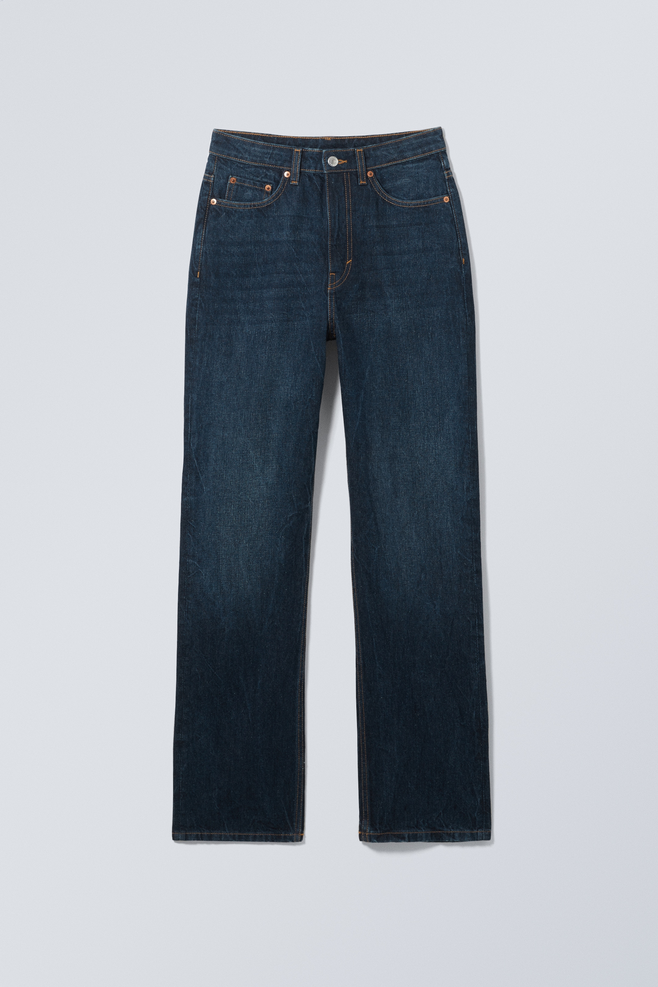 Grotere afbeelding bekijken: Rowe Super High Waisted Regular Straight Leg Jeans - Compact Blue – Donkerblauw - DAMES | H&M NL 6