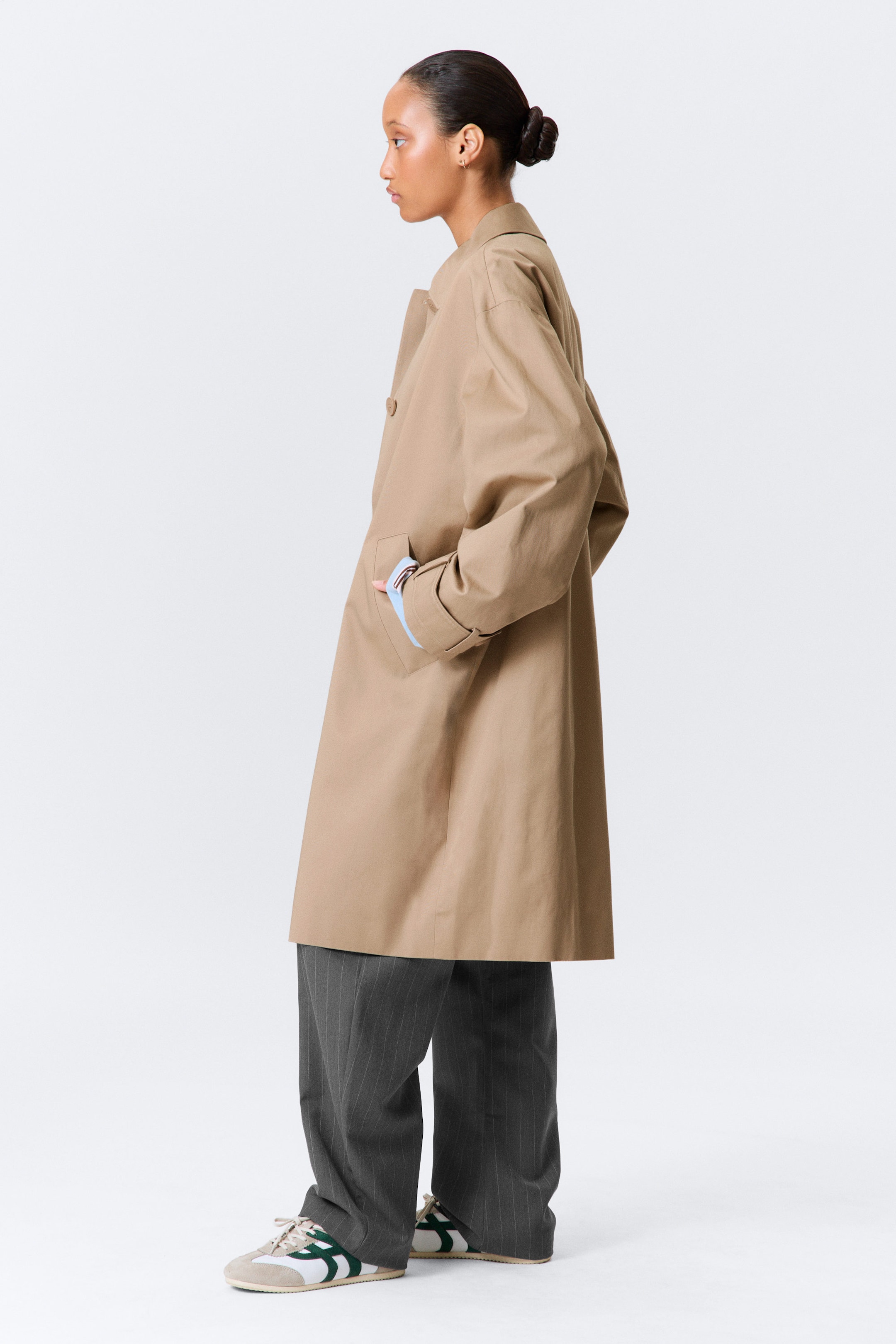 Beige - Relaxed Single-Breasted Car Coat - 2