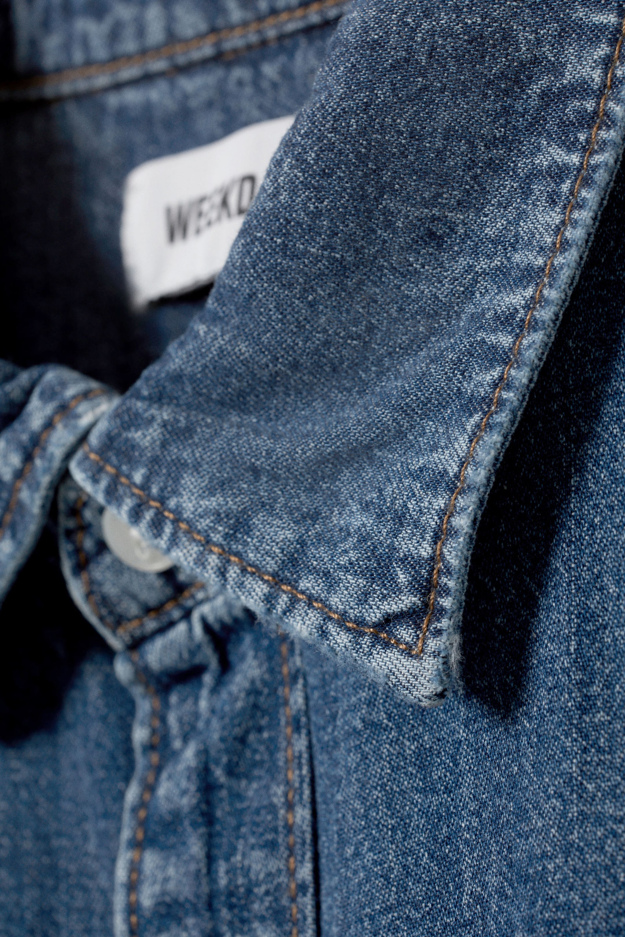 Blue - Loose Short Sleeve Denim Shirt - 2