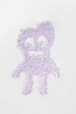 White - Embroidered Monster - Shrunken Cotton T-shirt - 1