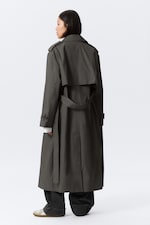 Mörkgrå - Oversized dubbelknäppt trenchcoat i canvas - 4