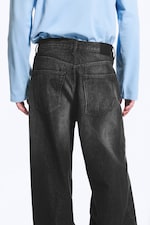 Chelsea Black - Black - Astro Mid Rise Loose Baggy Unisex Jeans - 1
