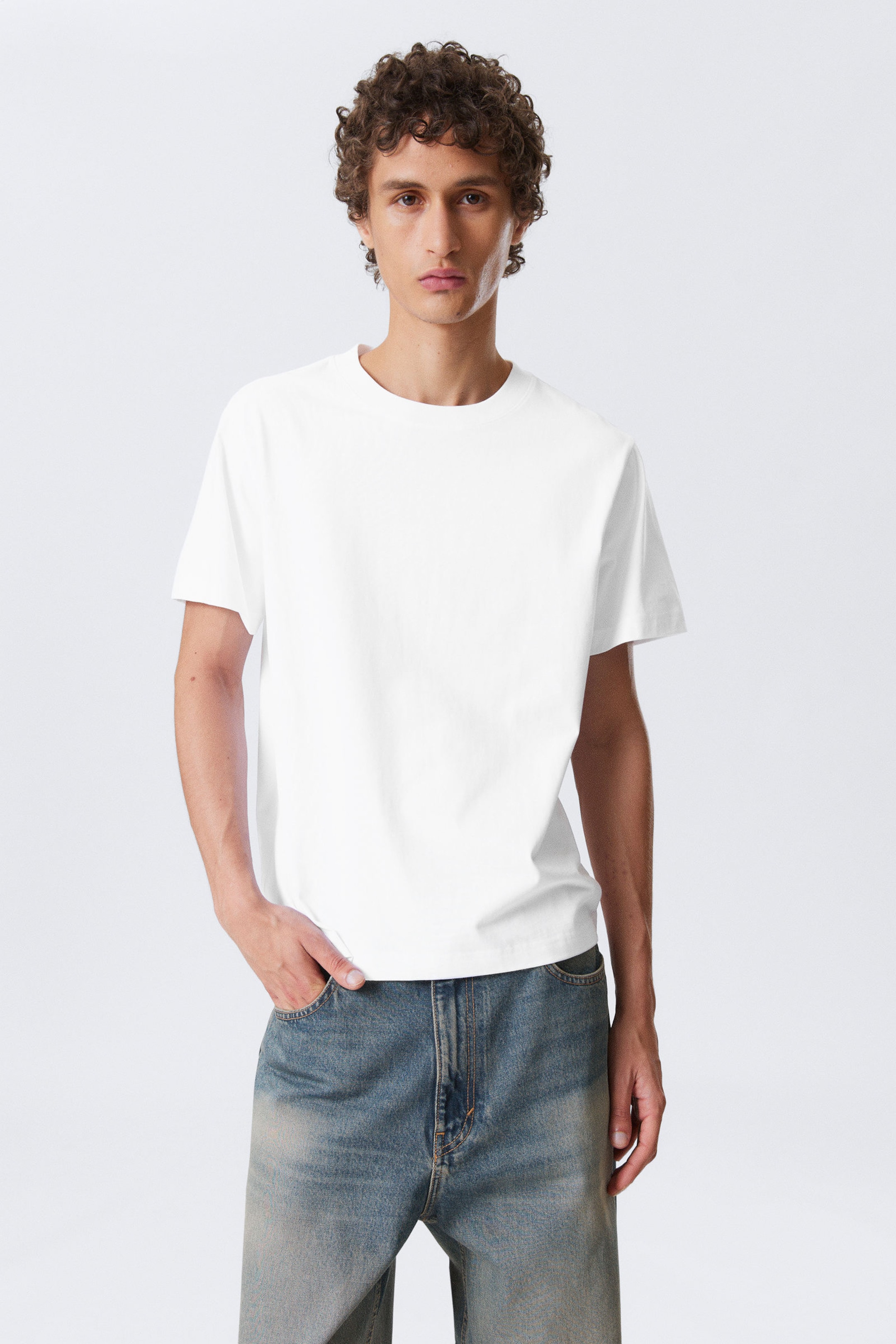 #FFFFFF - Short Boxy Heavyweight T-shirt - 1