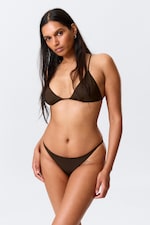 Marron foncé - Bas de bikini brésilien tanga - 0