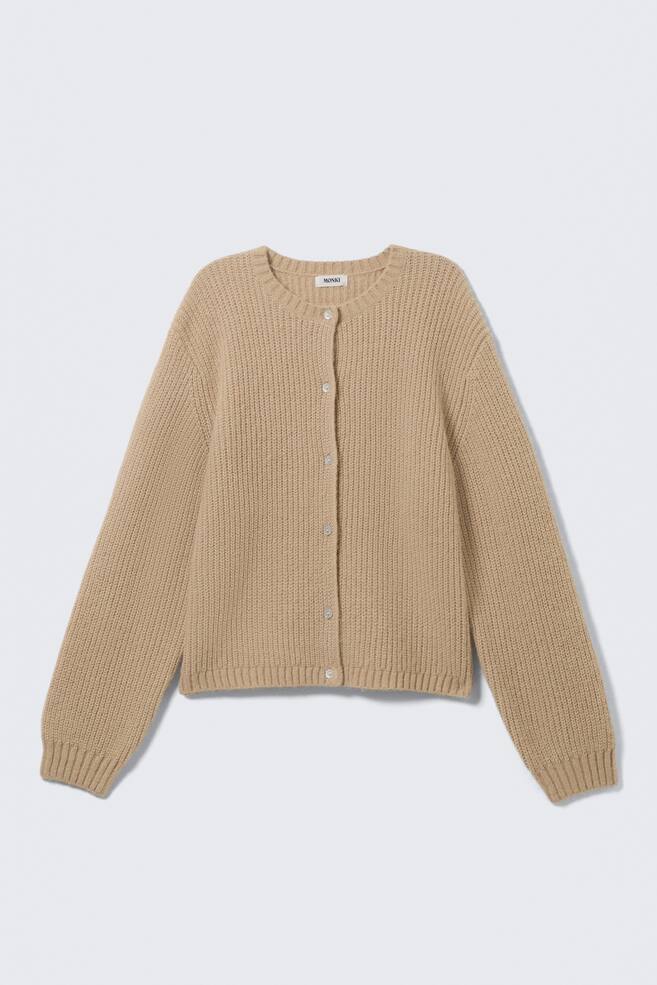 Soft Knitted Cardigan - Beige - 1