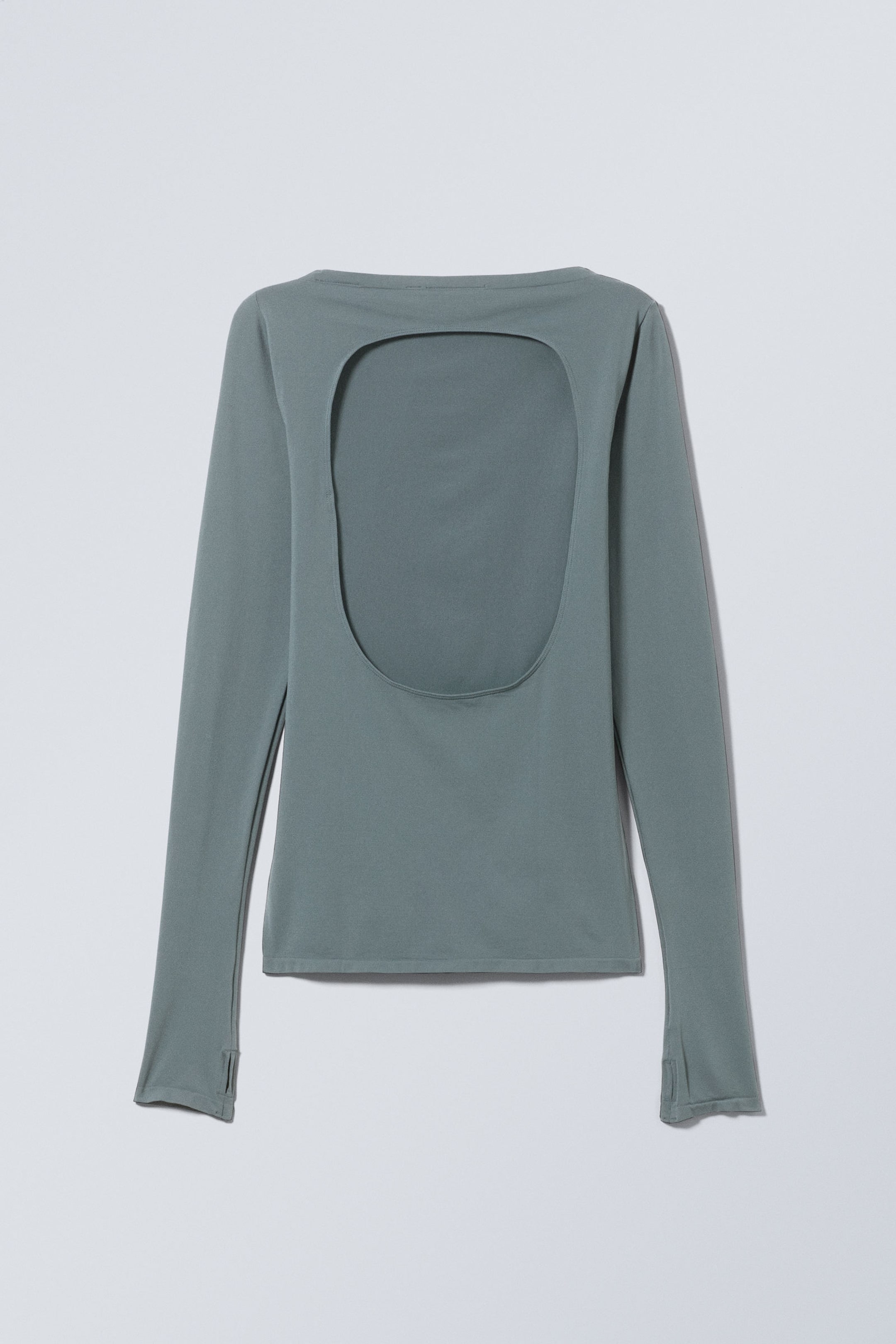Dark Turquoise - Open Back Seamless Longsleeve Top - 2