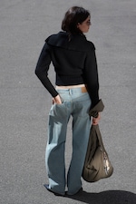 Black - Slim Fit Ribbed Zip Cardigan - 2