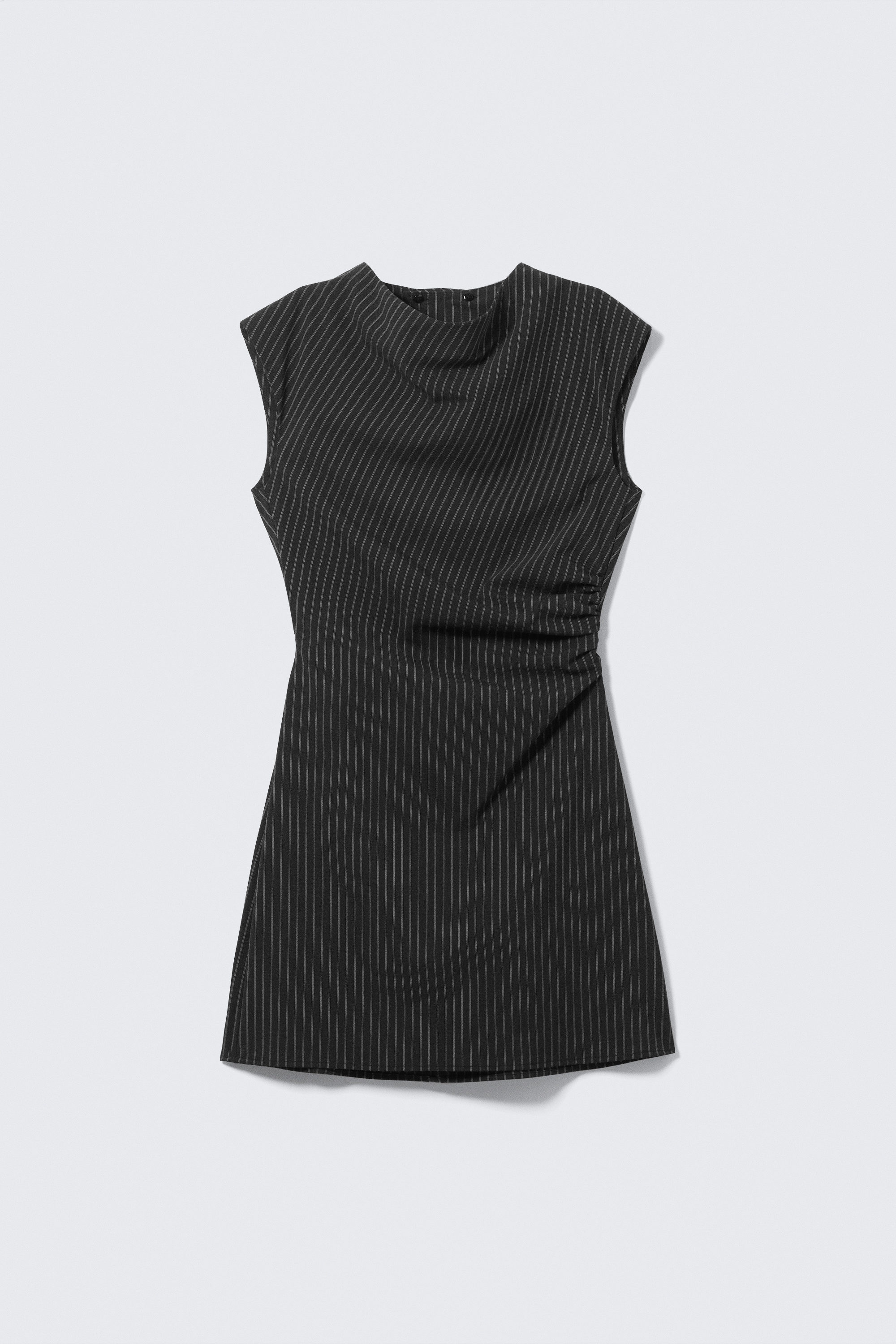 Schwarz gestreift - Drapiertes Minikleid aus Anzugstoff - 3