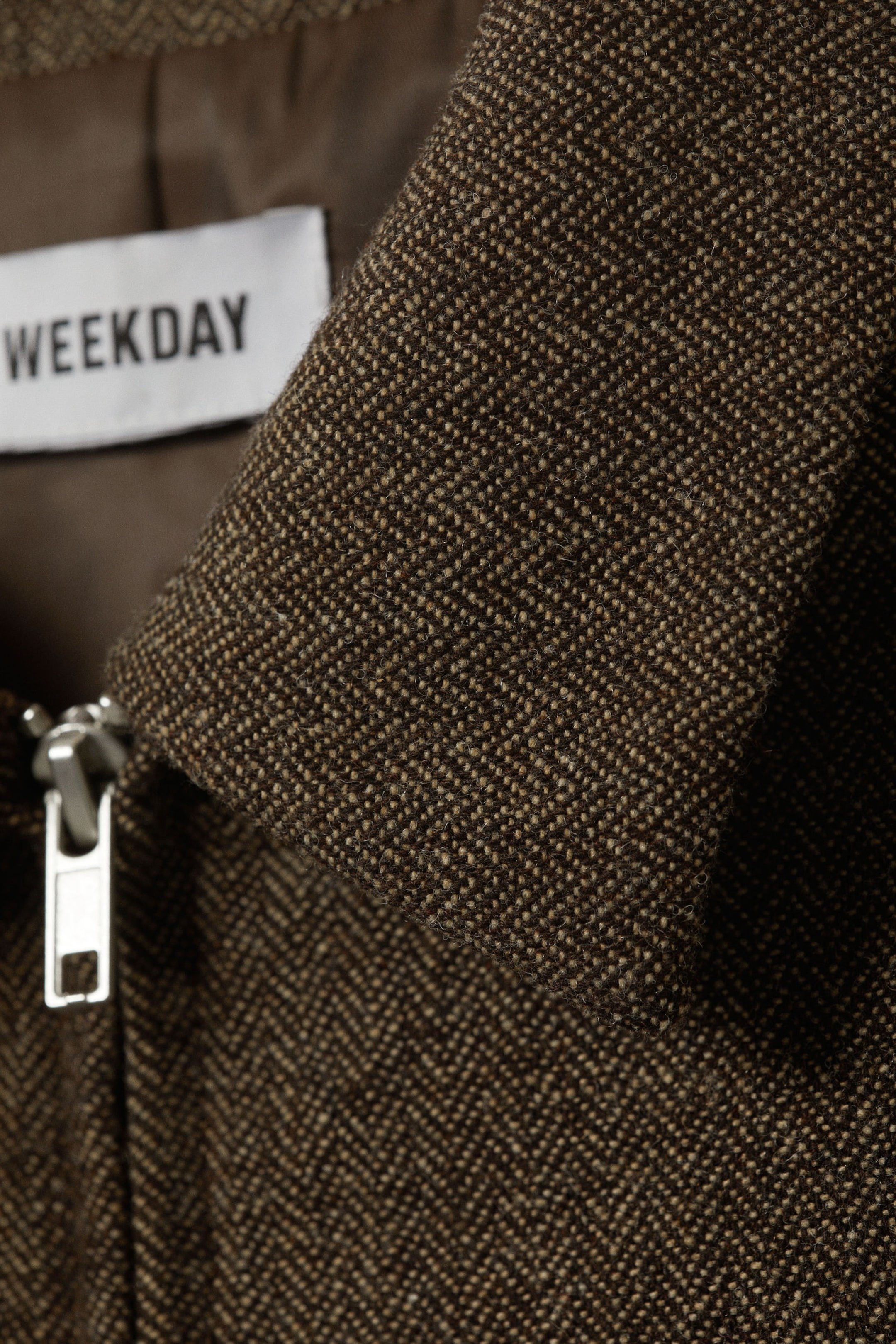 Dark Brown Herringbone - Slim Zip Vest Top - 2