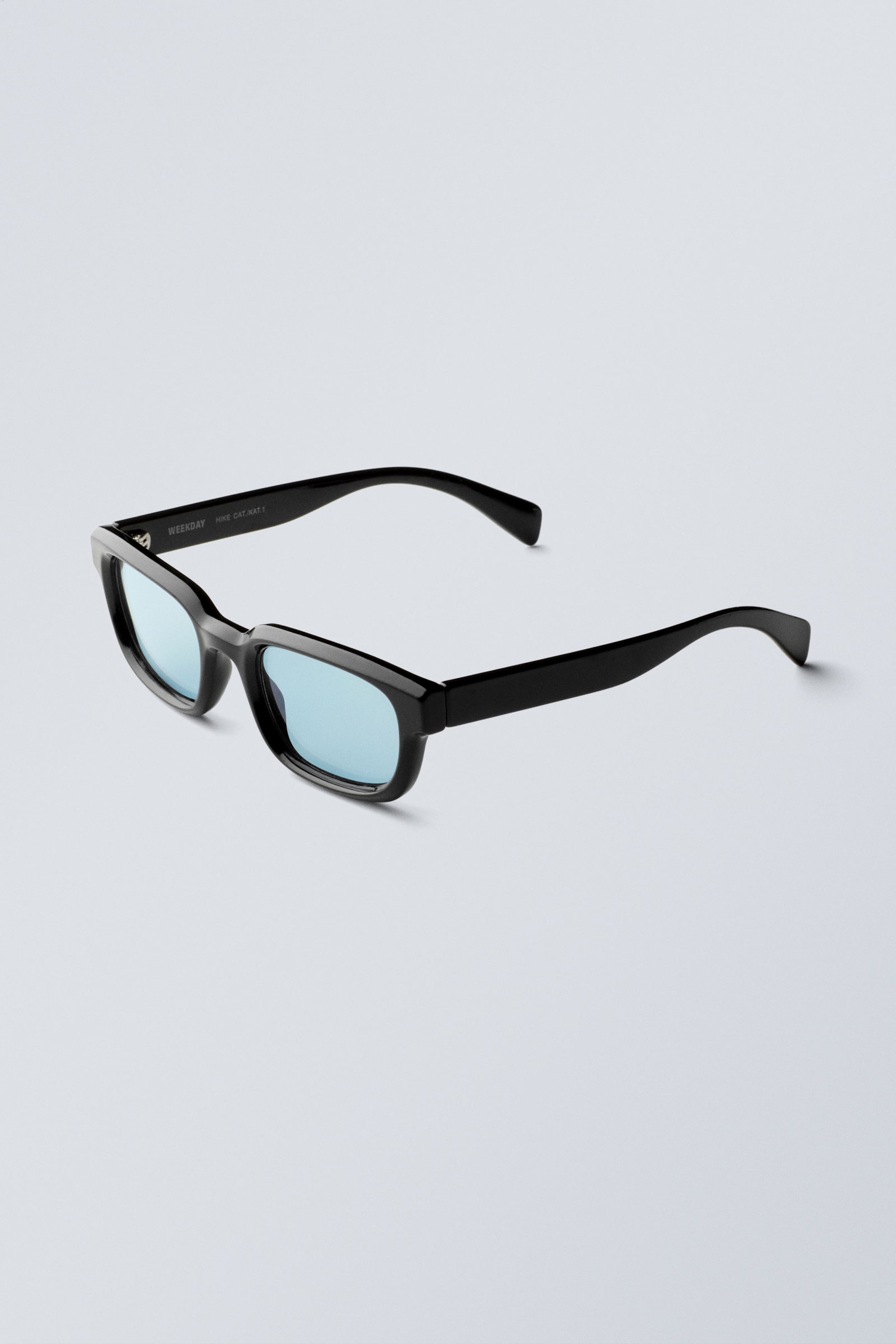 Schwarz - Blaue Gläser - Kühne Unisex-Sonnenbrille mit rechteckigem Rahmen - 2