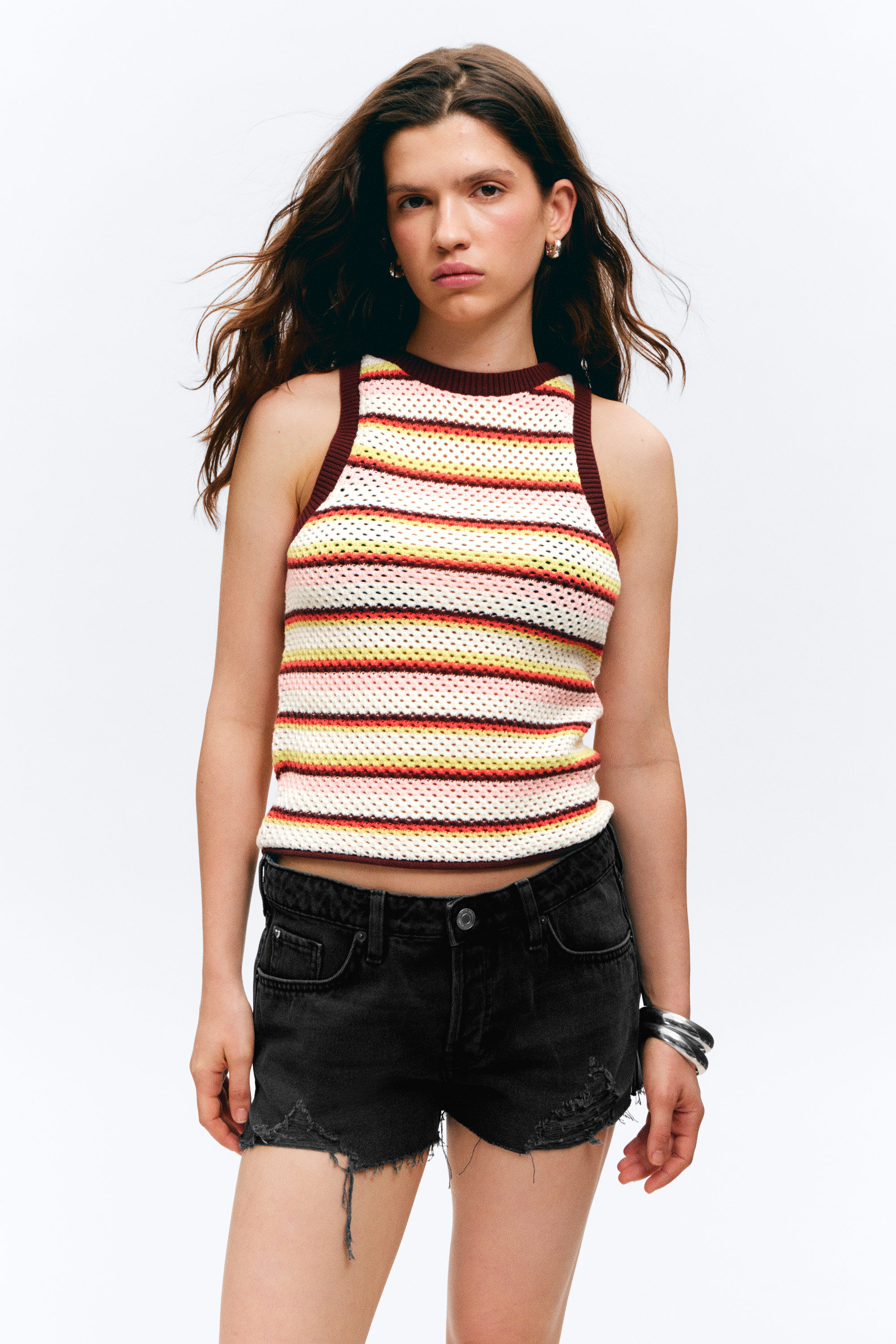 #ECE9E2 - Open-Knit Cotton Tank Top - 1