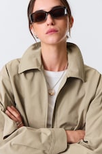 Beige - Boxy Cotton Zip Jacket - 4