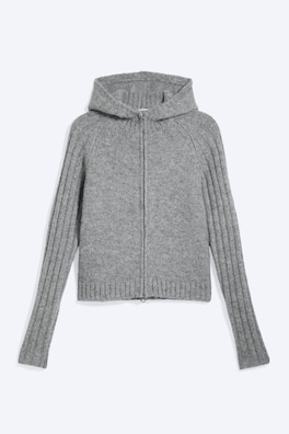 Stickad zip-hoodie
