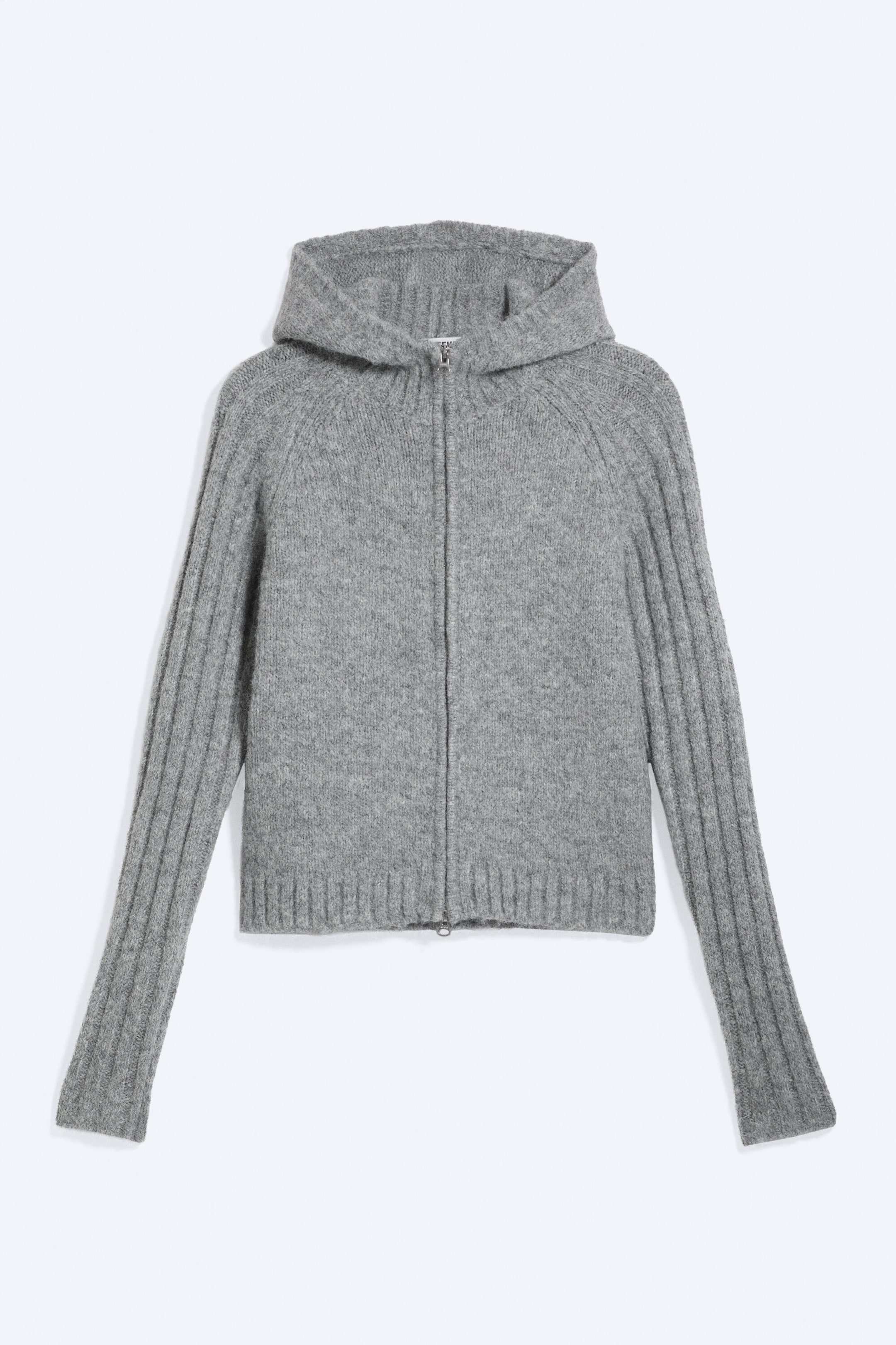 Dimmig Gråmelerad - Stickad zip-hoodie - 1