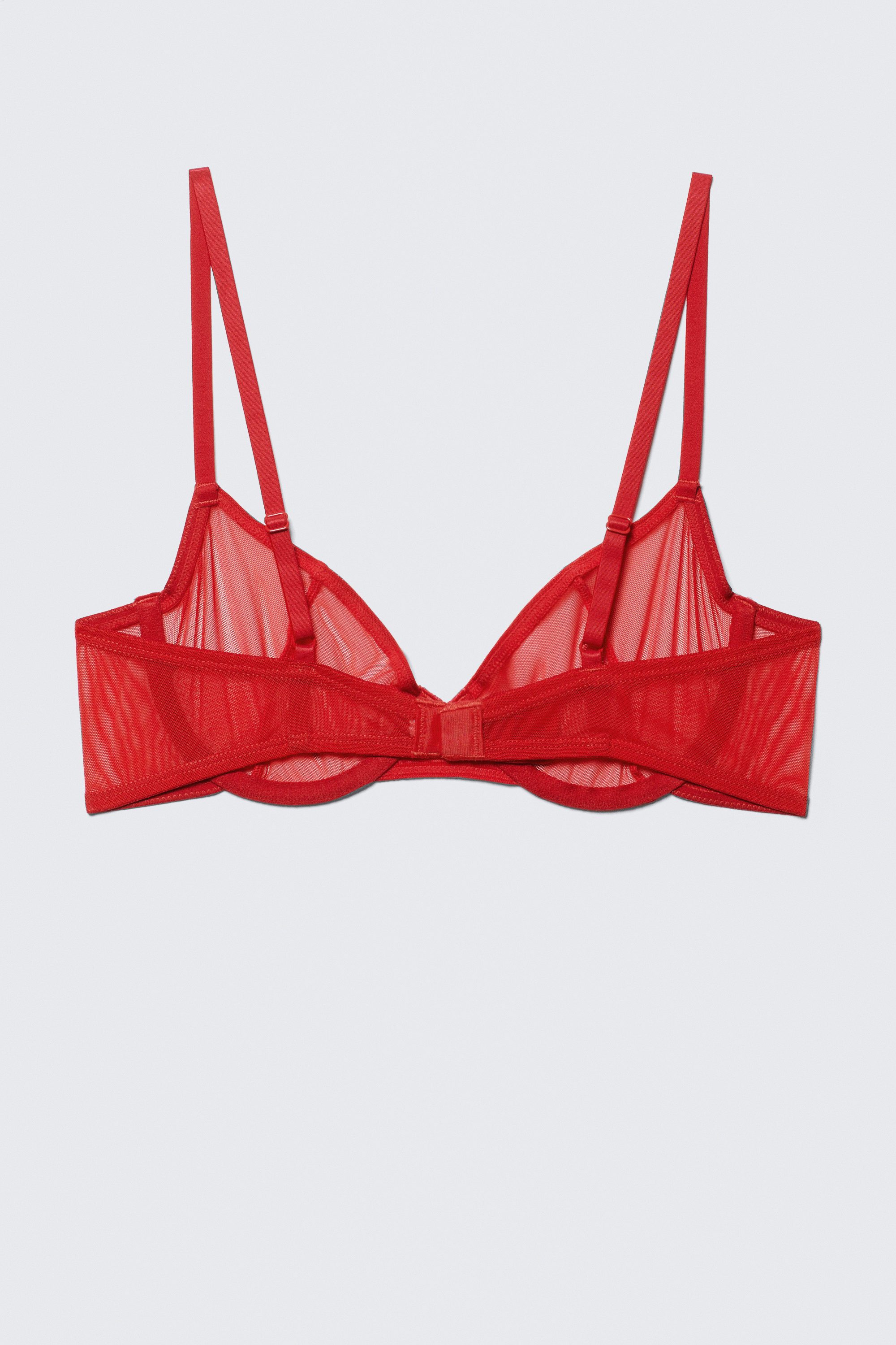 Bright Red - Mesh Wire Bra - 2