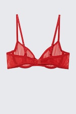 Bright Red - Mesh Wire Bra - 1