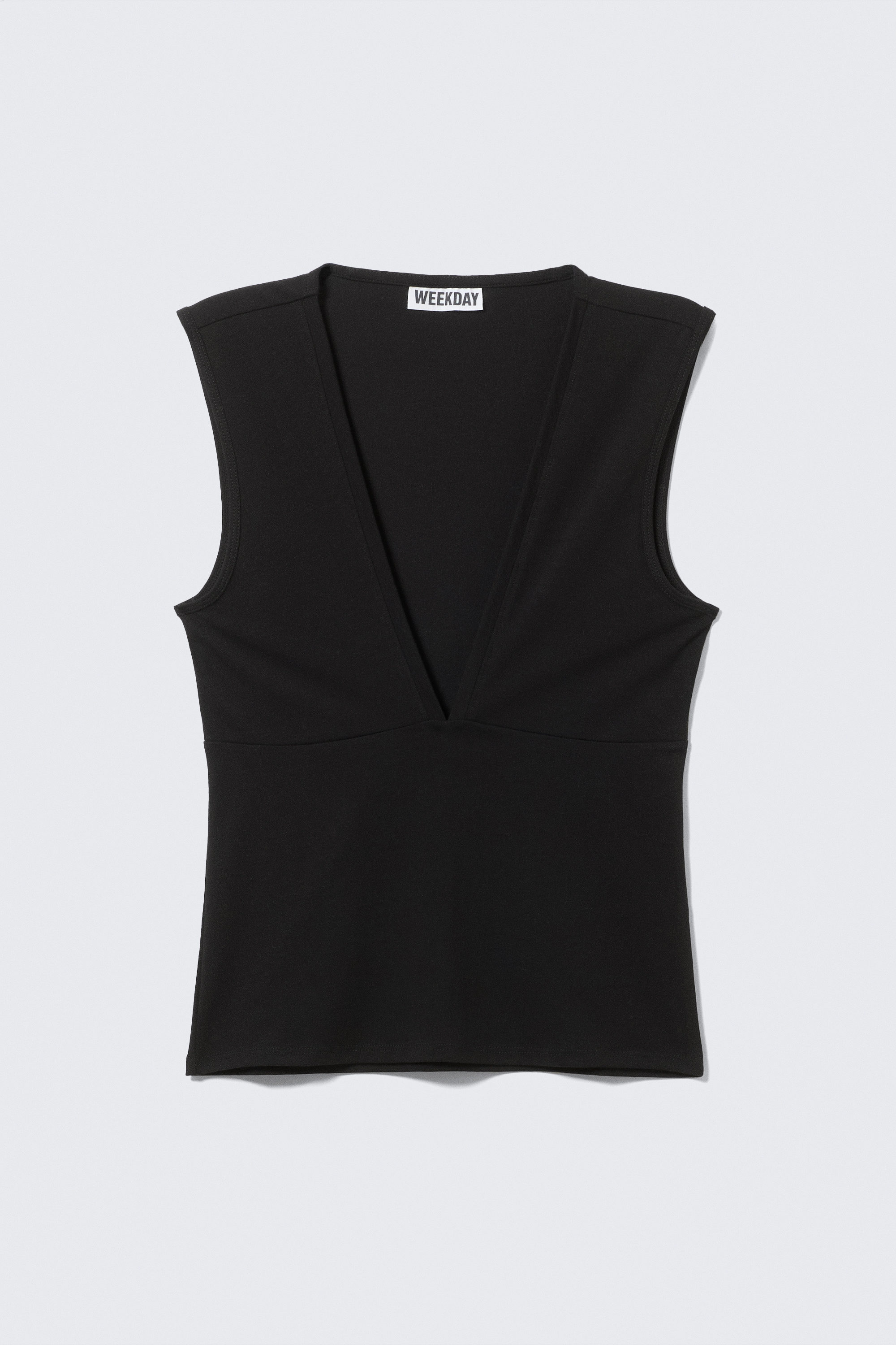 Black - Fitted V-Neck Sleeveless Top - 4