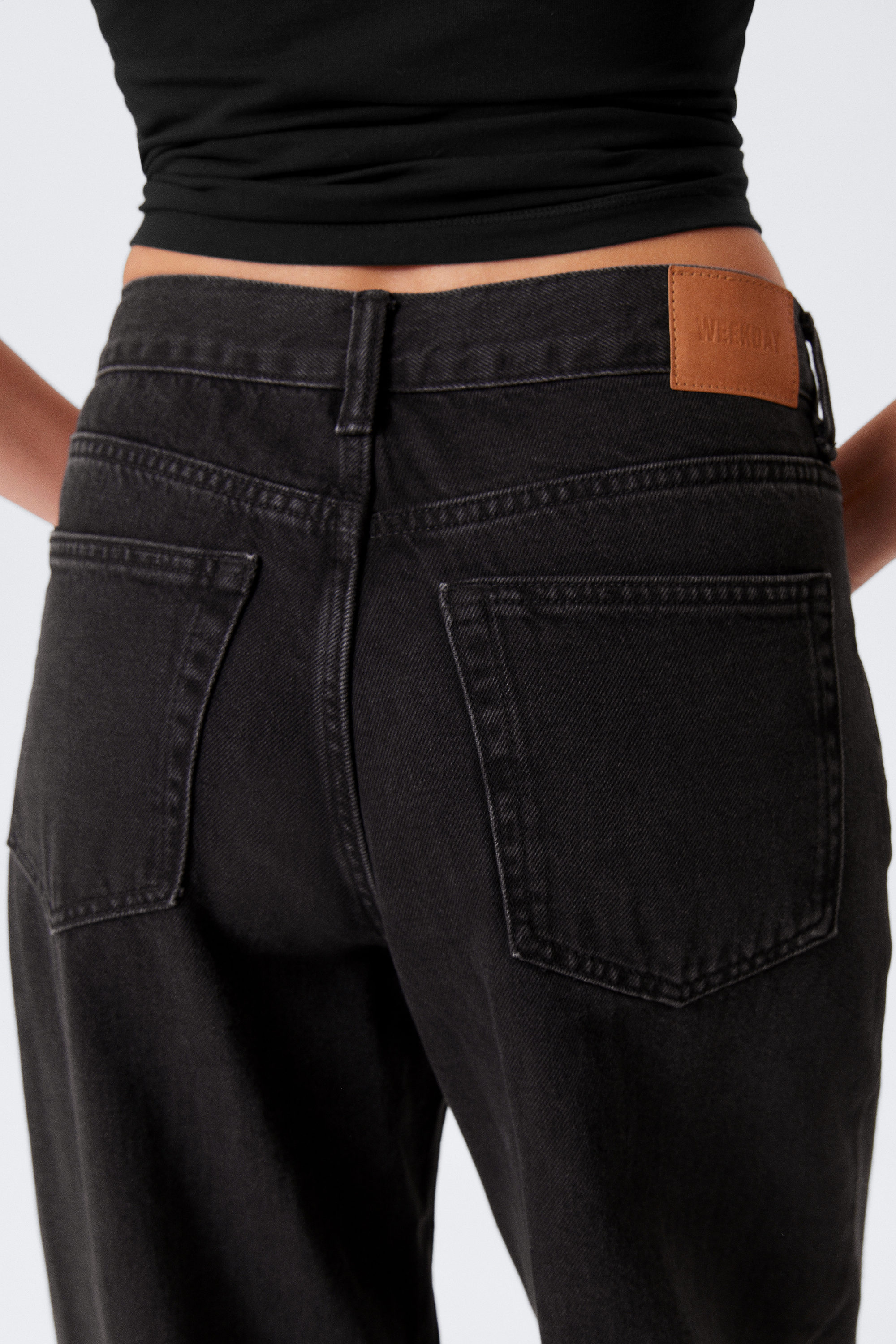 Ink Black - Black - Rail Mid Rise Loose Wide Leg Jeans - 8