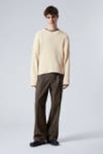 Dusty White - Loose Ribbed Cotton Sweater - 1