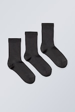 Schwarz - Glänzende Socken Lova 3er-Pack - 0