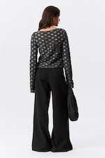 Dark Grey - Distressed Long-Sleeved Boat-Neck Top - 3