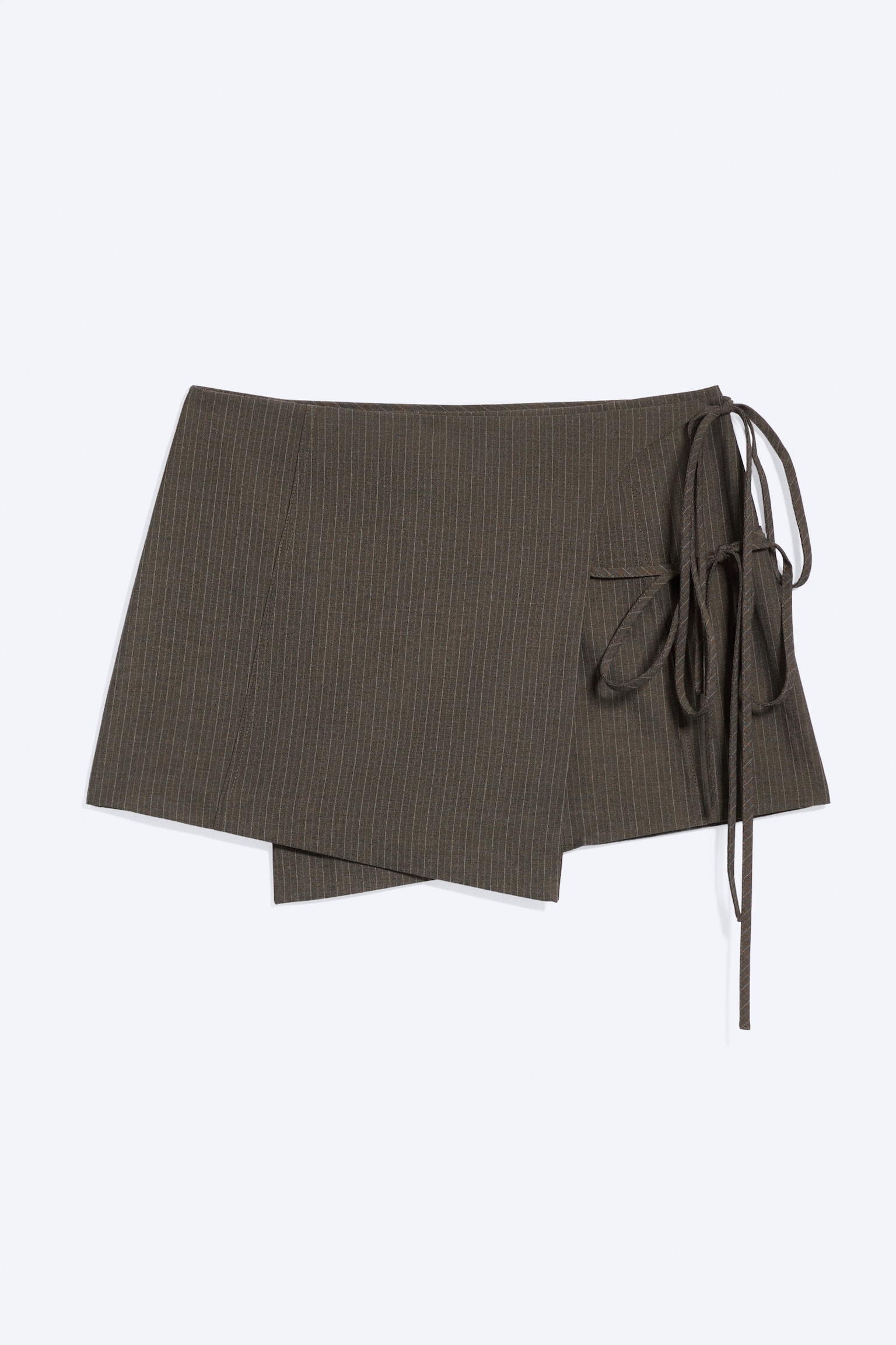 Mini-Wickelrock mit Riemchen - Dunkles Graubraun/Schwarz - 2