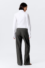 Dark Grey Melange - Low Rise Side-Zip Suiting Trousers - 3
