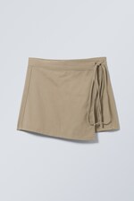 Taupe cendré - Mini-jupe portefeuille - 0