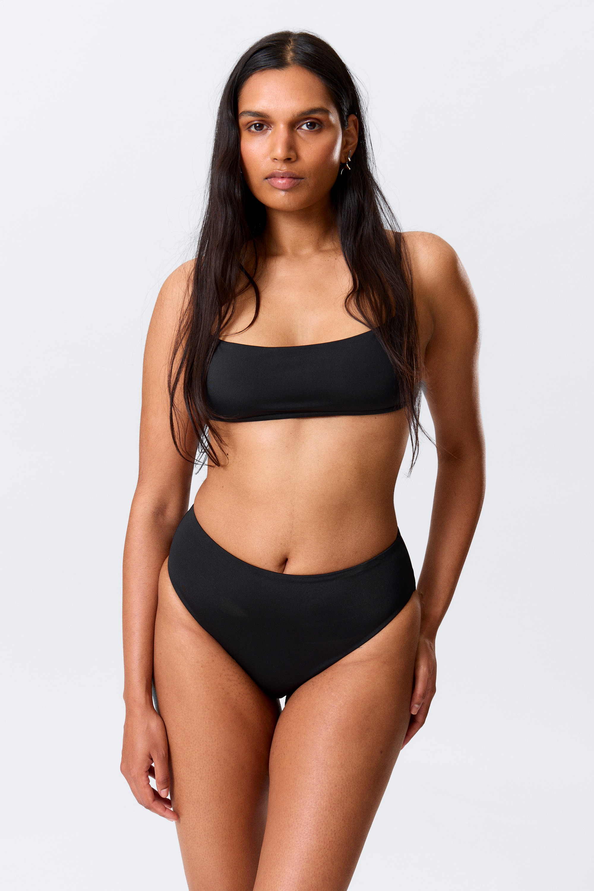 Brazilian-cut bikinitrosor med hög midja - Svart/Pastellgrön