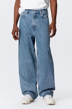 90s Blue - Medium Blue - Galaxy Mid Rise Loose Straight Leg Unisex Jeans - 1